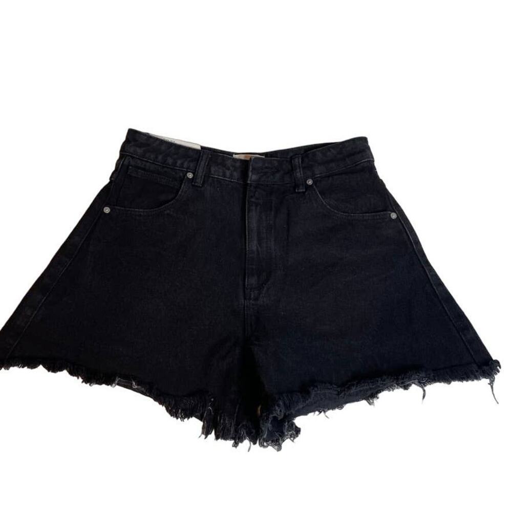 ABrand Jeans Venice Short‎ Luna Black High Waisted Frayed Hem Denim Shorts 9 27